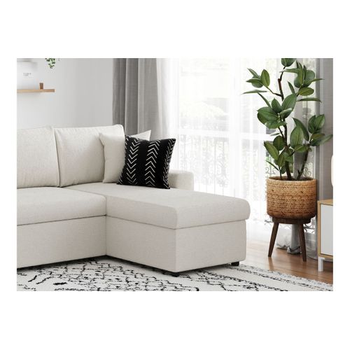 Maria - Canapé D'angle Réversible, Convertible En Tissu Bouclette - Blanc