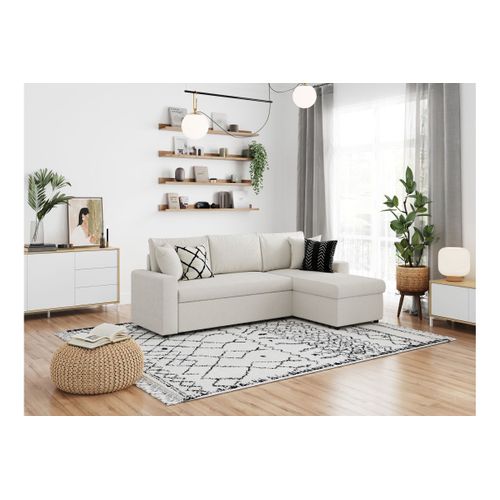 Maria - Canapé D'angle Réversible, Convertible En Tissu Bouclette - Blanc