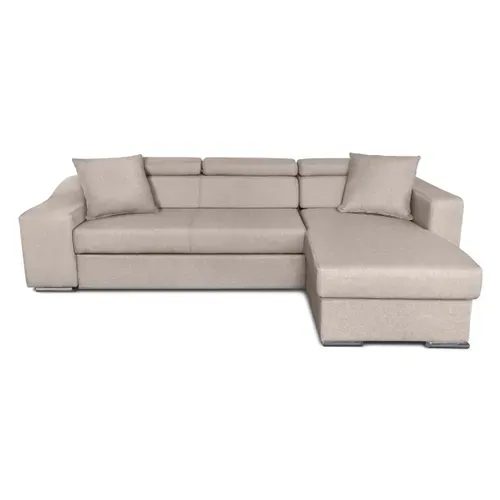 Canapé D'angle Elona Convertible En Tissu - Beige - Angle Droit