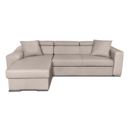 Canapé D'angle Elona Convertible En Tissu - Beige - Angle Droit