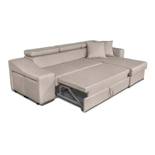 Canapé D'angle Elona Convertible En Tissu - Beige - Angle Droit