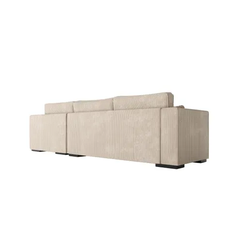 Belami - Canapé D'angle XXL 6 Places En Velours Côtelé - Beige - Angle Droit