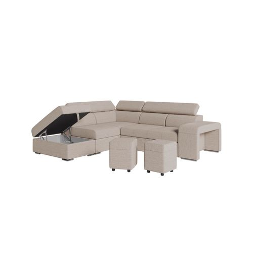 Canapé D'angle Soan Convertible En Tissu - Beige - Angle Gauche