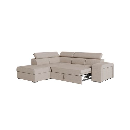 Canapé D'angle Soan Convertible En Tissu - Beige - Angle Gauche