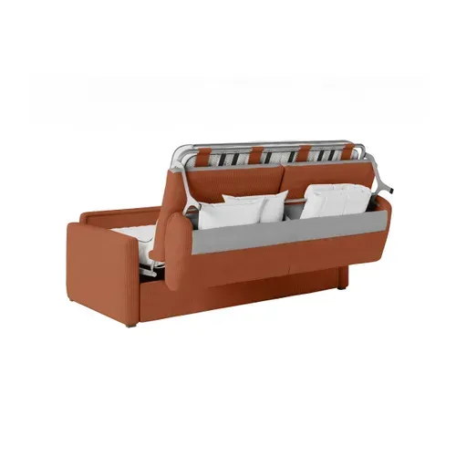 Canapé Convertible Express 3 Places Agathe En Velours Côtelé - Matelas 13cm - Terracotta - 140x190cm
