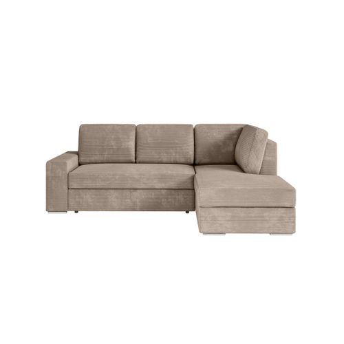 Aden - Canapé D'angle Convertible Avec Coffre En Velours Côtelé - Angle Droit - Taupe
