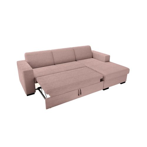 Canapé D'angle Fuji XL Convertible Avec Coffre En Velours Côtelé - Angle Droit - Vieux Rose