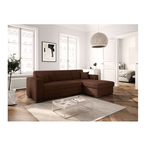 Canapé D'angle Fuji XL Convertible Avec Coffre En Velours Côtelé - Angle Droit - Marron