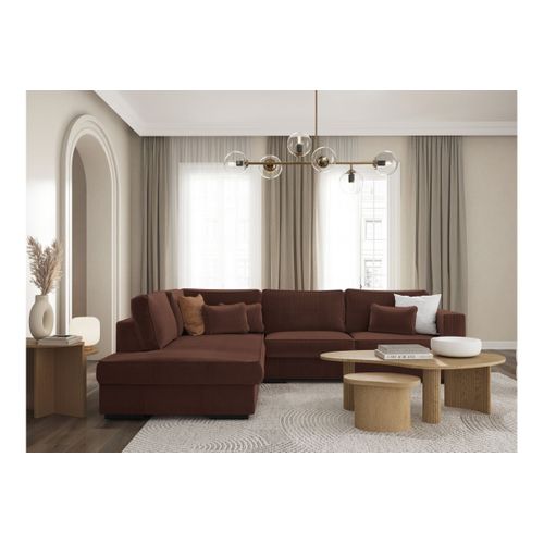Canapé D'angle Belami 6 Places XXL En Velours Côtelé - Angle Gauche - Marron