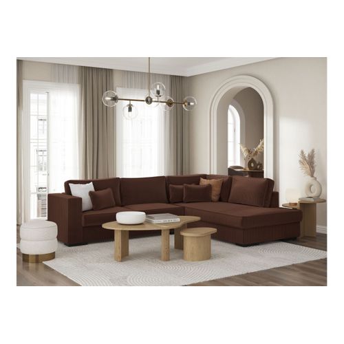 Canapé D'angle Belami 6 Places XXL En Velours Côtelé - Angle Droit - Marron