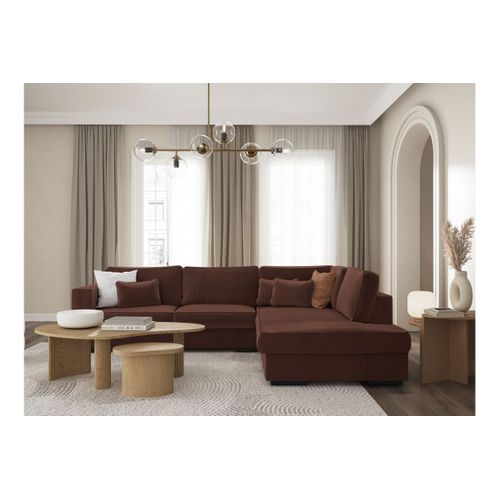 Canapé D'angle Belami 6 Places XXL En Velours Côtelé - Angle Droit - Marron