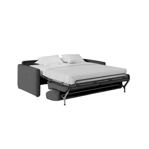 Canapé Convertible Express 3 Places Agathe En Velours Côtelé - Matelas 13cm - Gris Foncé - 160x190cm