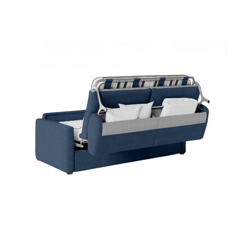 Canapé Convertible Express 3 Places Agathe En Velours Côtelé - Matelas 13cm - Bleu Foncé - 160x190cm