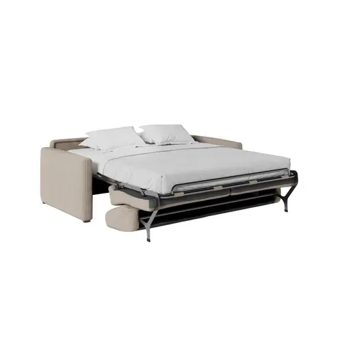 Canapé Convertible Express 3 Places Agathe En Velours Côtelé - Matelas 13cm - Taupe - 160x190cm