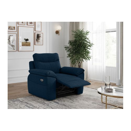 Fauteuil De Relaxation électrique Ross En Tissu Texturé 3d - Bleu Foncé