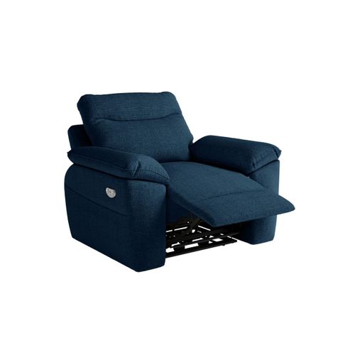 Fauteuil De Relaxation électrique Ross En Tissu Texturé 3d - Bleu Foncé