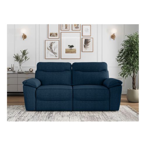 Canapé De Relaxation électrique Ross 3 Places En Tissu Texturé 3d - Bleu Foncé