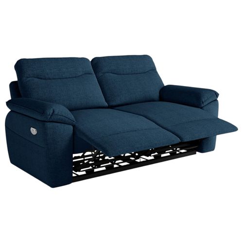 Canapé De Relaxation électrique Ross 3 Places En Tissu Texturé 3d - Bleu Foncé