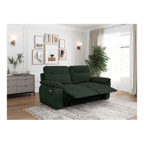 Pack - Canapé De Relaxation Ross électrique 2 Et 3 Places En Velours Côtelé - Vert Foncé
