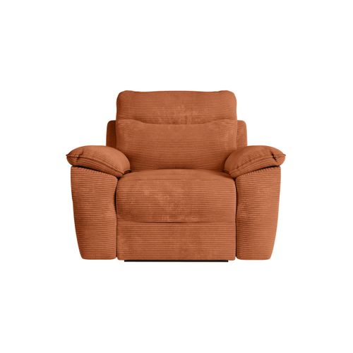 Pack - Canapé De Relaxation Ross électrique 3 Places Et Fauteuil En Velours Côtelé - Terracotta