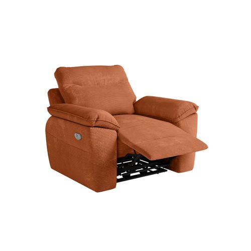 Pack - Canapé De Relaxation Ross électrique 3 Places Et Fauteuil En Velours Côtelé - Terracotta