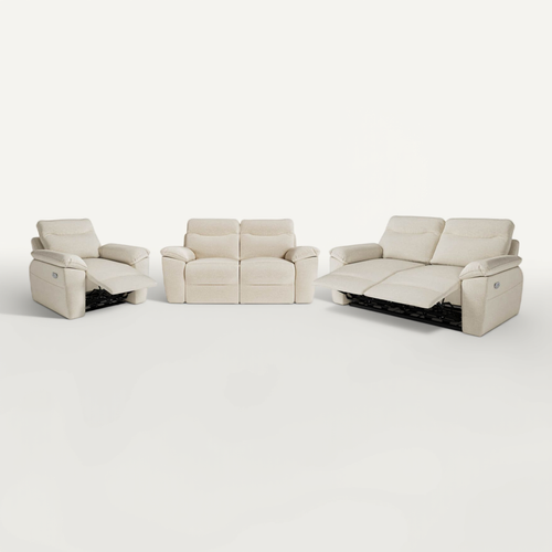Canapés De Relaxation Ross électriques 3 Et 2 Places Et Fauteuil En Tissu Antitache - Beige