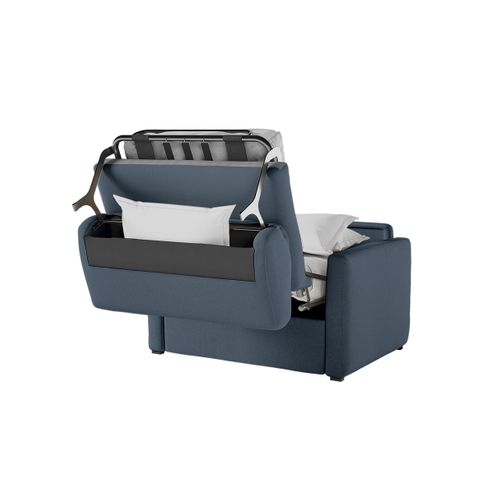 Fauteuil Agathe Convertible Express Couchage Quotidien 70x190cm En Tissu Bleu Foncé - Matelas 13cm