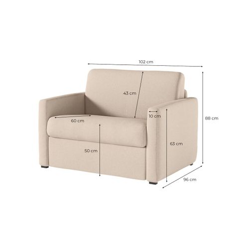 Fauteuil Agathe Convertible Express Couchage Quotidien 70x190cm En Tissu Bleu Foncé - Matelas 13cm