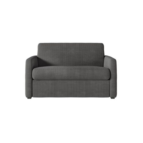 Fauteuil Agathe Convertible Express 100x190cm En Velours Côtelé Gris Foncé - Matelas 13cm