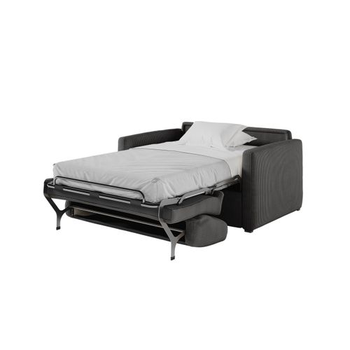 Fauteuil Agathe Convertible Express 100x190cm En Velours Côtelé Gris Foncé - Matelas 13cm