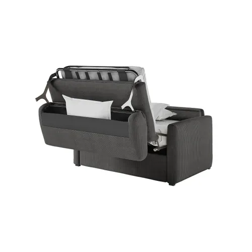 Fauteuil Agathe Convertible Express 100x190cm En Velours Côtelé Gris Foncé - Matelas 13cm