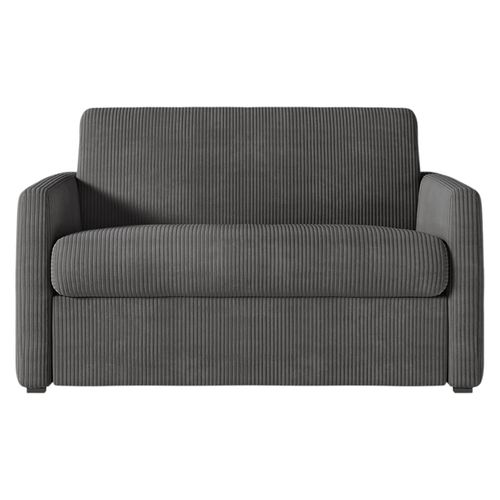 Fauteuil Agathe Convertible Express 100x190cm En Velours Côtelé Gris Foncé - Matelas 13cm