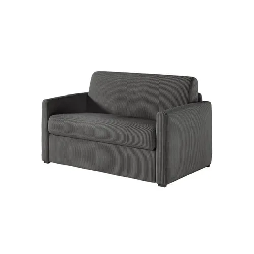 Fauteuil Agathe Convertible Express 100x190cm En Velours Côtelé Gris Foncé - Matelas 13cm