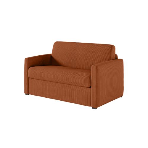 Fauteuil Agathe Convertible Express 100x190cm En Velours Côtelé Terracotta - Matelas 13cm
