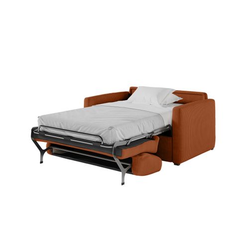 Fauteuil Agathe Convertible Express 100x190cm En Velours Côtelé Terracotta - Matelas 13cm