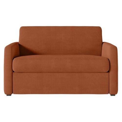Fauteuil Agathe Convertible Express 100x190cm En Velours Côtelé Terracotta - Matelas 13cm