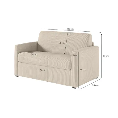 Fauteuil Agathe Convertible Express 100x190cm En Velours Côtelé Terracotta - Matelas 13cm