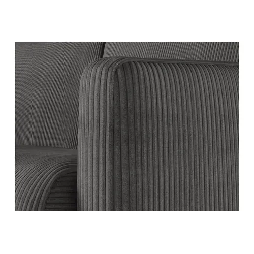 Canapé D'angle Convertible Express 4 Pl Agathe 140x190cm En Velours Côtelé Gris Foncé - Matelas 13cm