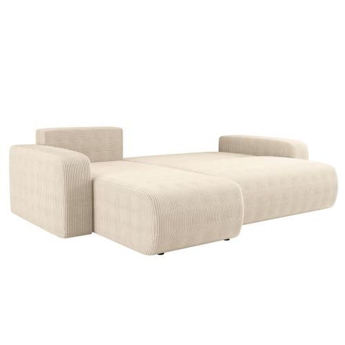 Canapé D'angle Alya Convertible Et Réversible 4 Places En Velours Cotelé - Beige