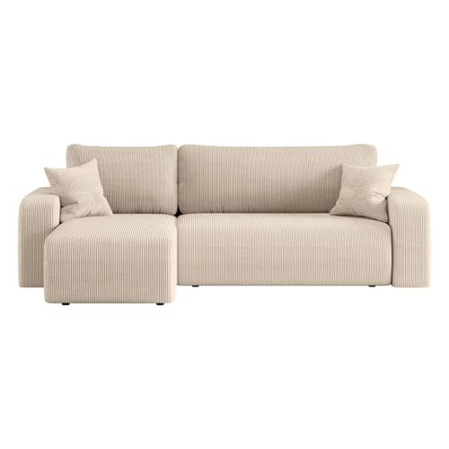 Canapé D'angle Alya Convertible Et Réversible 4 Places En Velours Cotelé - Beige