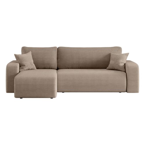 Canapé D'angle Alya Convertible Et Réversible 4 Places En Velours Cotelé - Taupe