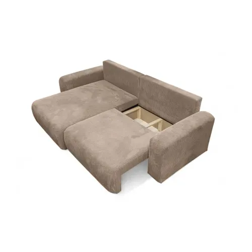 Canapé Alya D'angle Compacte Réversible Et Convertible 4 Places En Velours Côtelé - Taupe