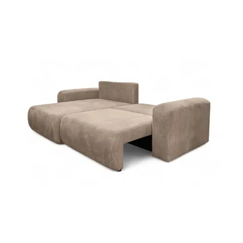 Canapé Alya D'angle Compacte Réversible Et Convertible 4 Places En Velours Côtelé - Taupe