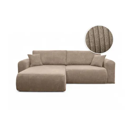 Canapé Alya D'angle Compacte Réversible Et Convertible 4 Places En Velours Côtelé - Taupe