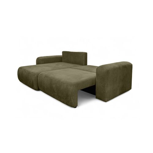 Canapé Alya D'angle Compacte Réversible Et Convertible 4 Places En Velours Côtelé - Vert Kaki