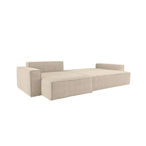 Canapé Farah D'angle Max Réversible Et Convertible 5 Places En Velours Côtelé - Beige