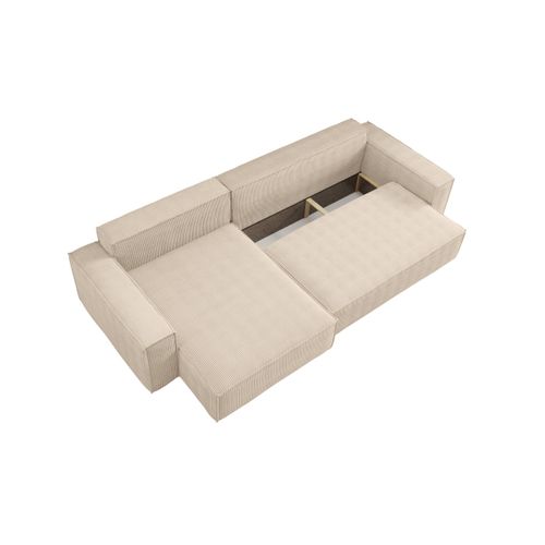 Canapé Farah D'angle Max Réversible Et Convertible 5 Places En Velours Côtelé - Beige