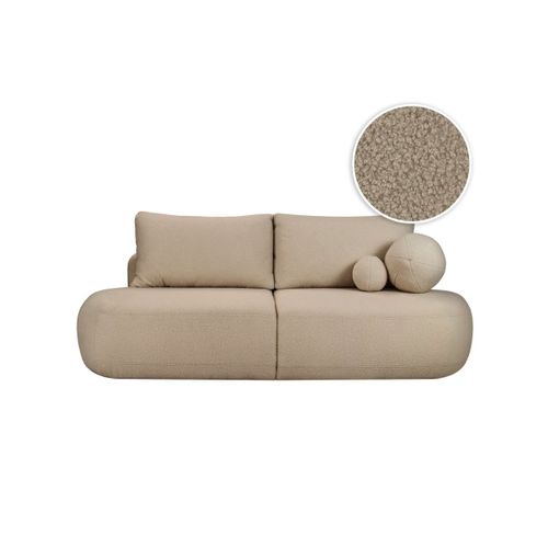 Canapé Convertible Droit 4 Places Fabio En Tissu Bouclette - Taupe