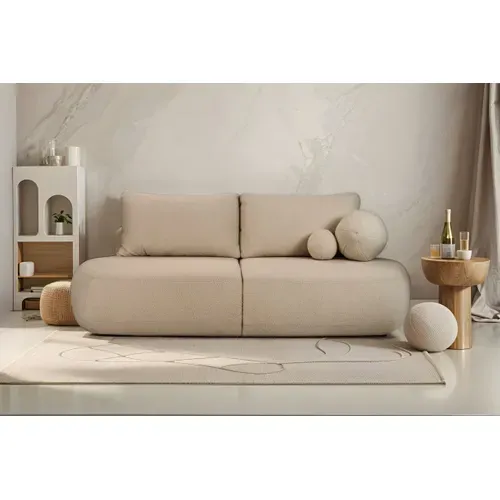 Canapé Convertible Droit 4 Places Fabio En Tissu Bouclette - Taupe