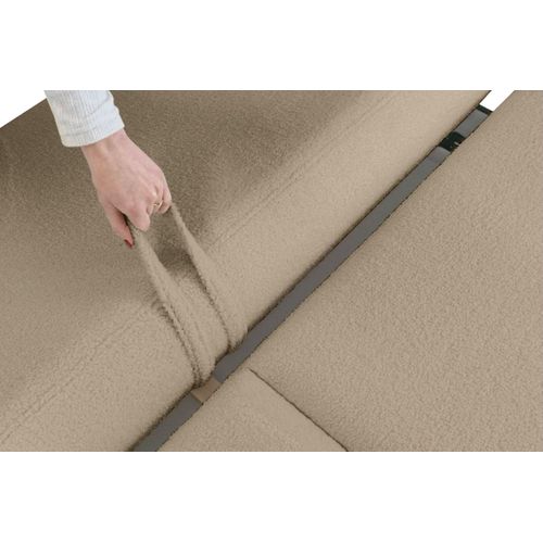 Canapé Convertible Droit 4 Places Fabio En Tissu Bouclette - Taupe